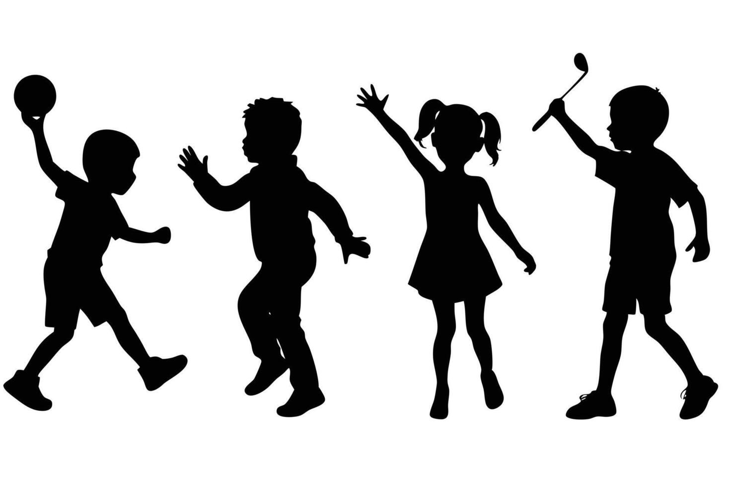 Silhouettes of Children Perfect for Wall Art vector