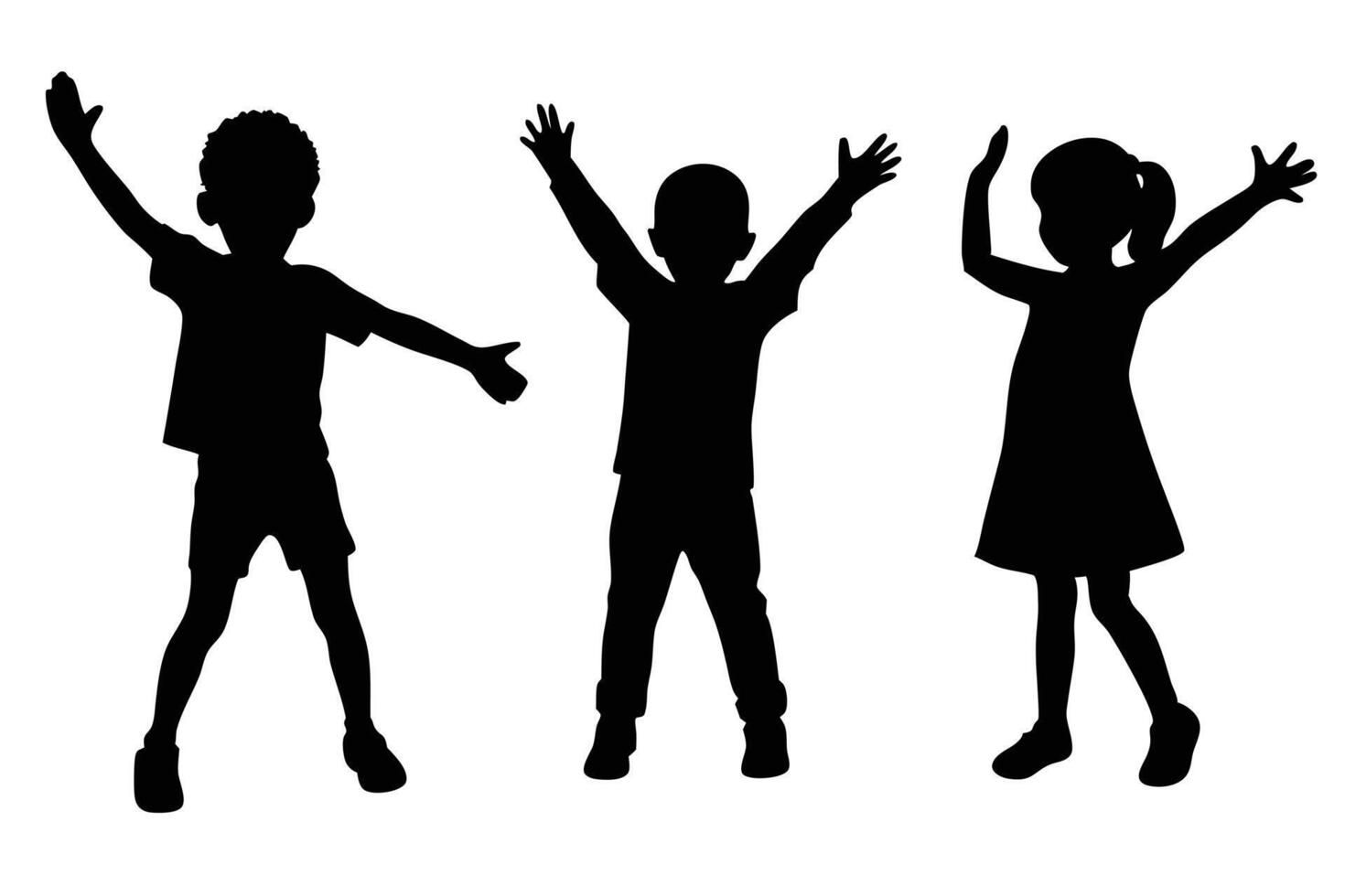 Fun and Cheerful Children Silhouettes for Designs vector