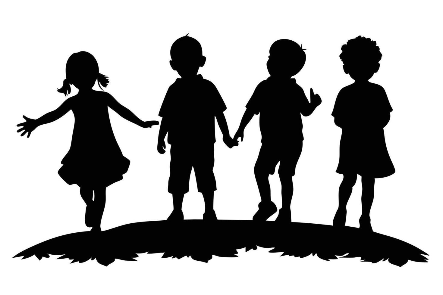 Engaging Children Silhouettes for Preschool Themes vector