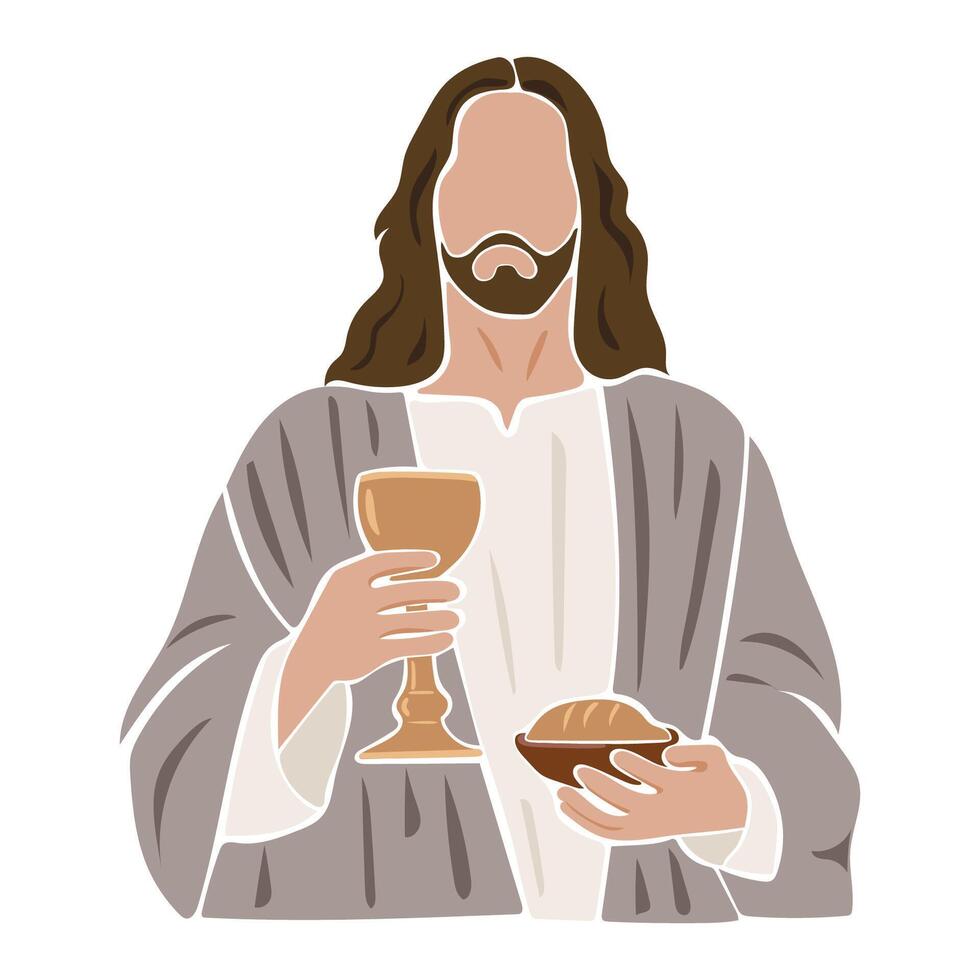 The Lord's Supper, Jesus blesses the bread and wine vector