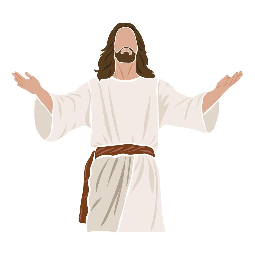 Jesus with hands raised to heaven vector