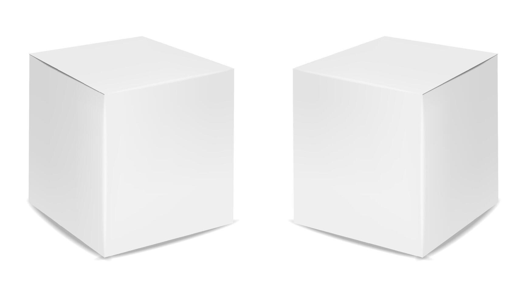 Isolated box packaging, realistic isolated white background, two boxes vector
