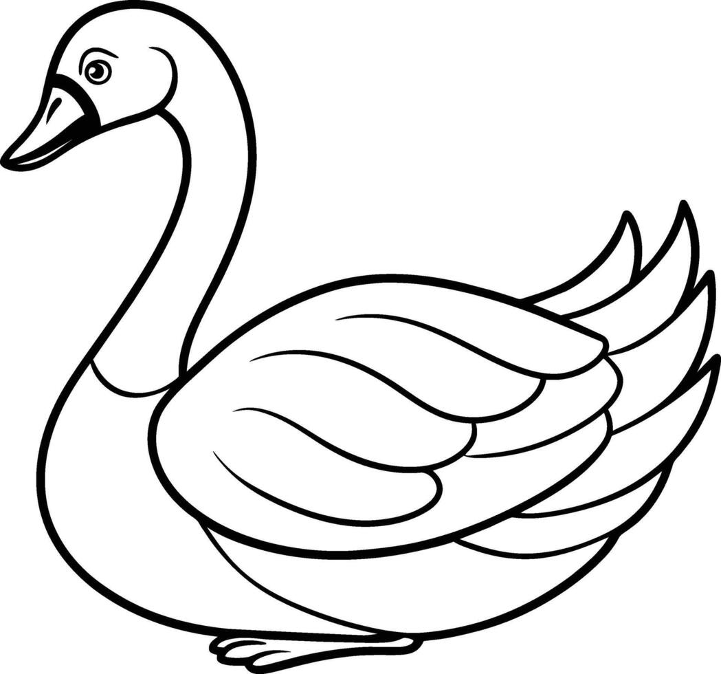 Graceful Swan Line Art Free Printable Coloring Page vector