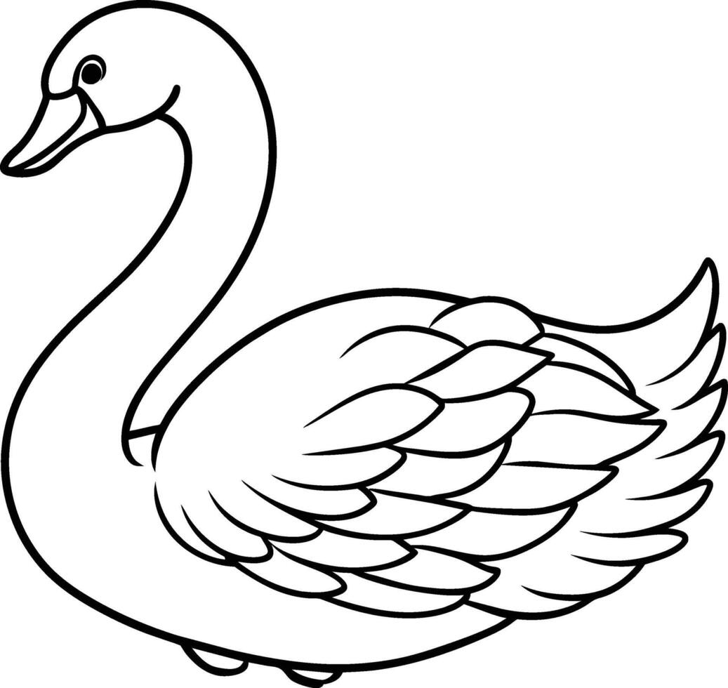 Elegant Swan Coloring Page Line Art Illustration for Creativity vector