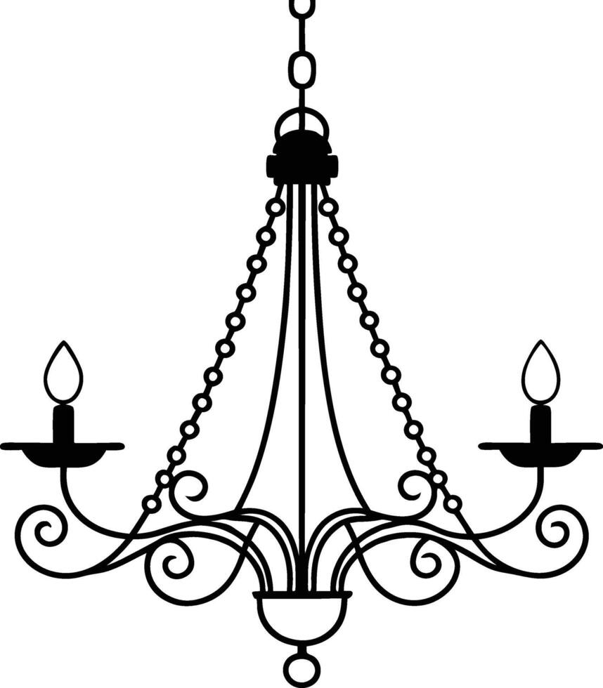 Decorative Chandelier Line Art Design for Elegant Lighting Spaces vector