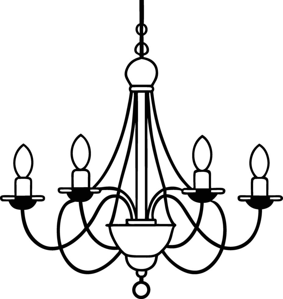 Chandelier line art illustration vector