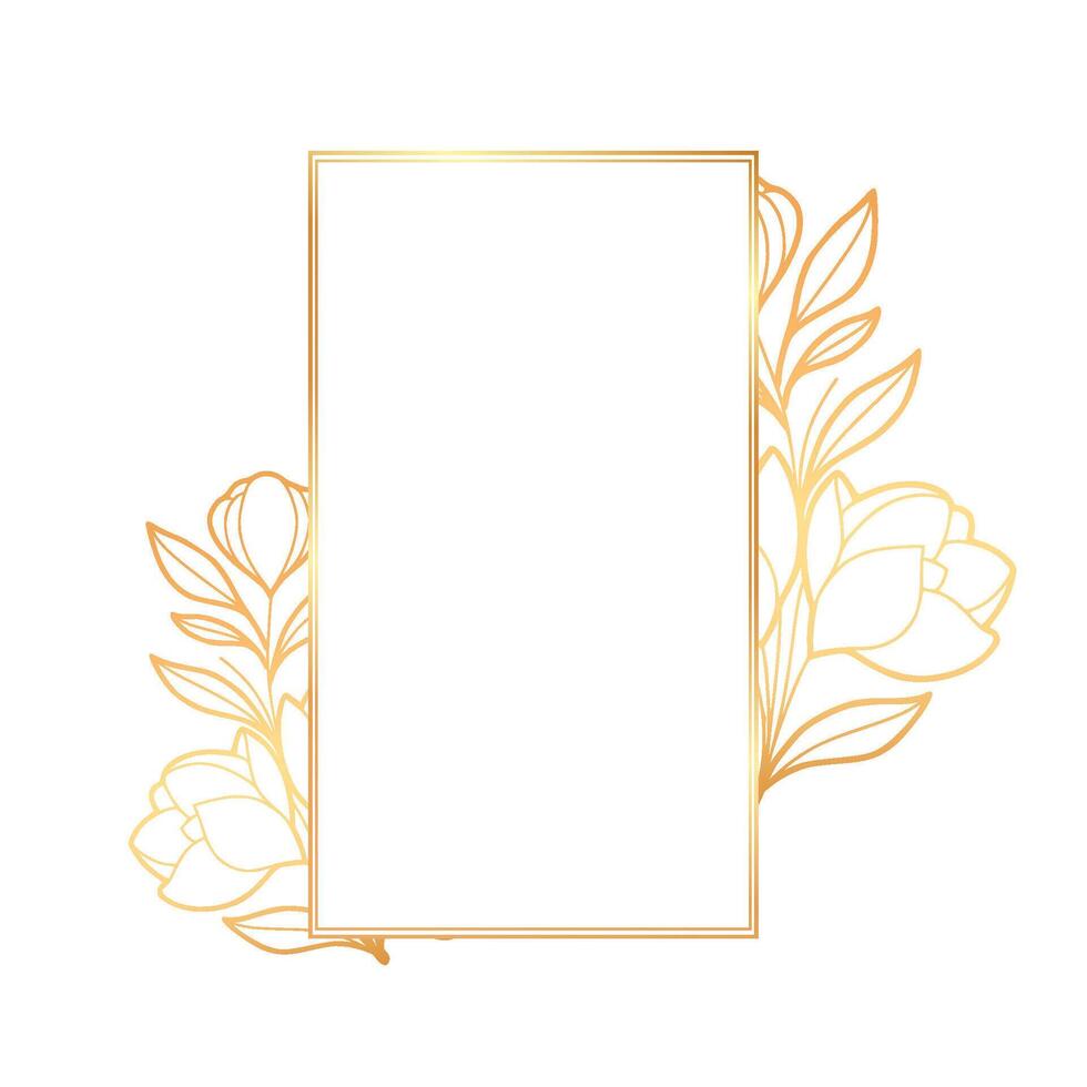 Gold floral frame for wedding vector