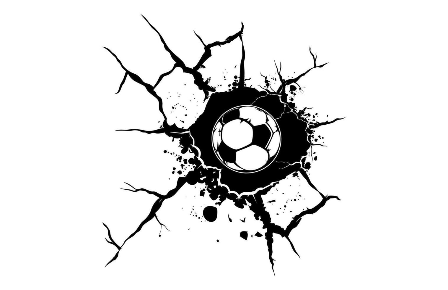 Sports Ball Smashed Through Wall Silhouette vector