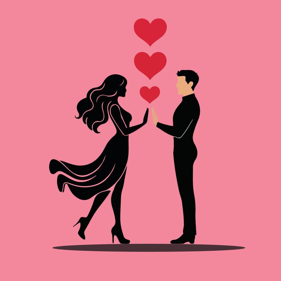 A silhouette of a couple vector