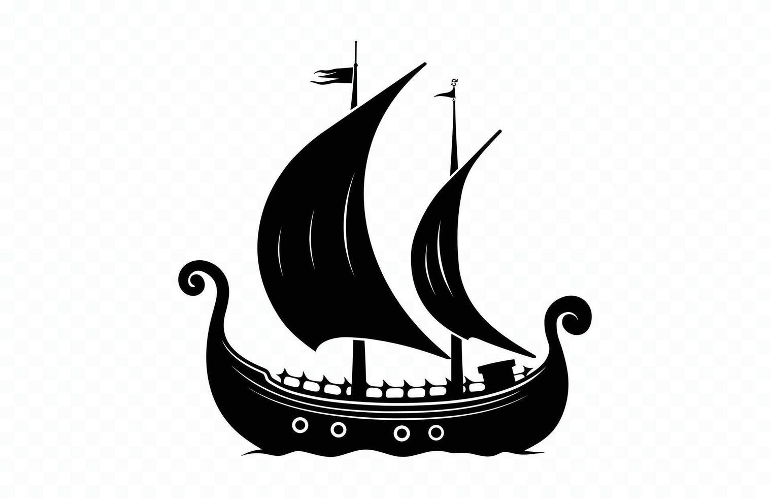 A Viking Ship Silhouette vector