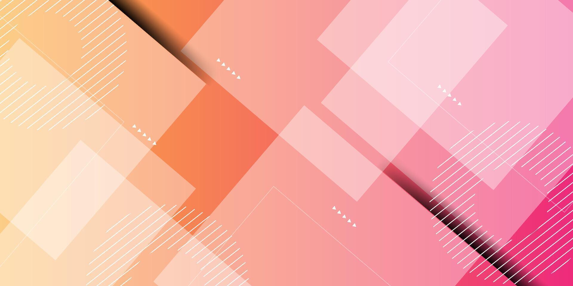 Colorful orange and pink gradient abstract illustration with overlapping background with simple line pattern with 3d look. Eps10 vector