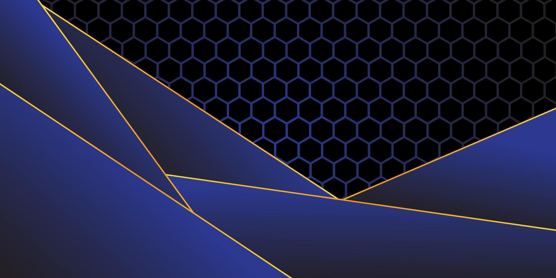 Dark blue wave background. Abstract paper cut. Abstract gradient in the background with colored hexagon mesh shapes. Eps10 vector