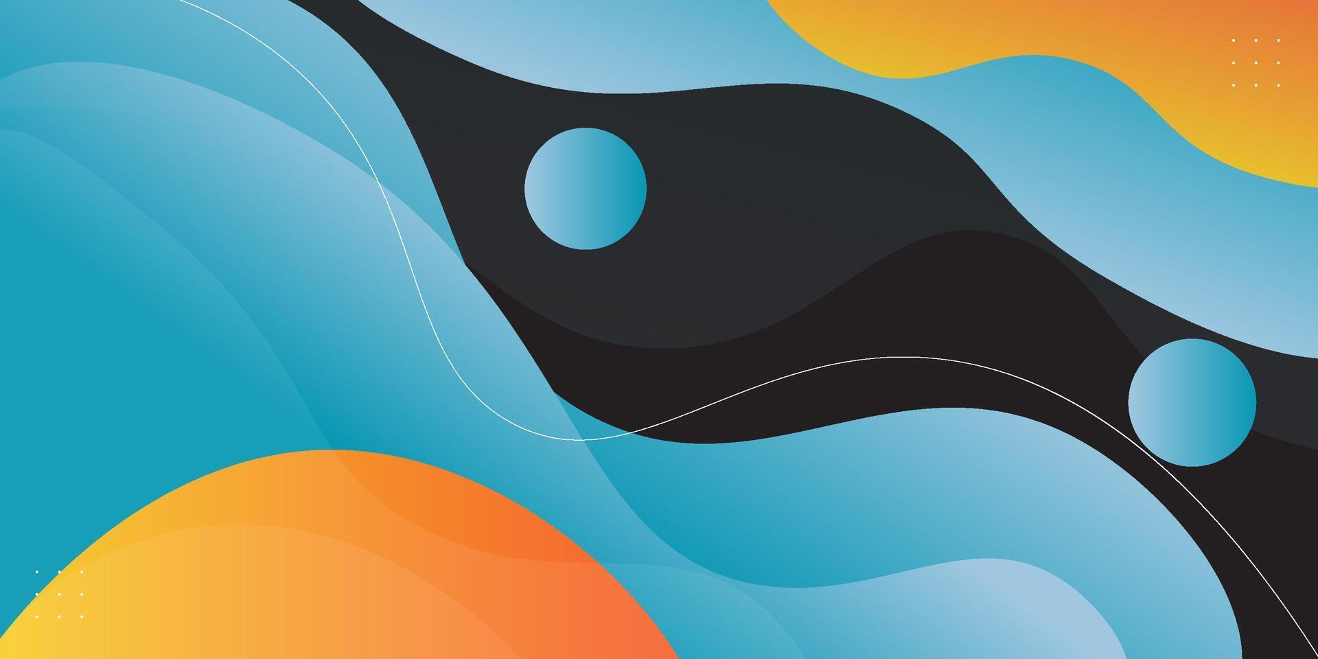 Cool bright blue and orange gradient color background with geometric 3D waves and simple pattern elements. Colorful blue wave design. Simple elegant concept. eps10 vector