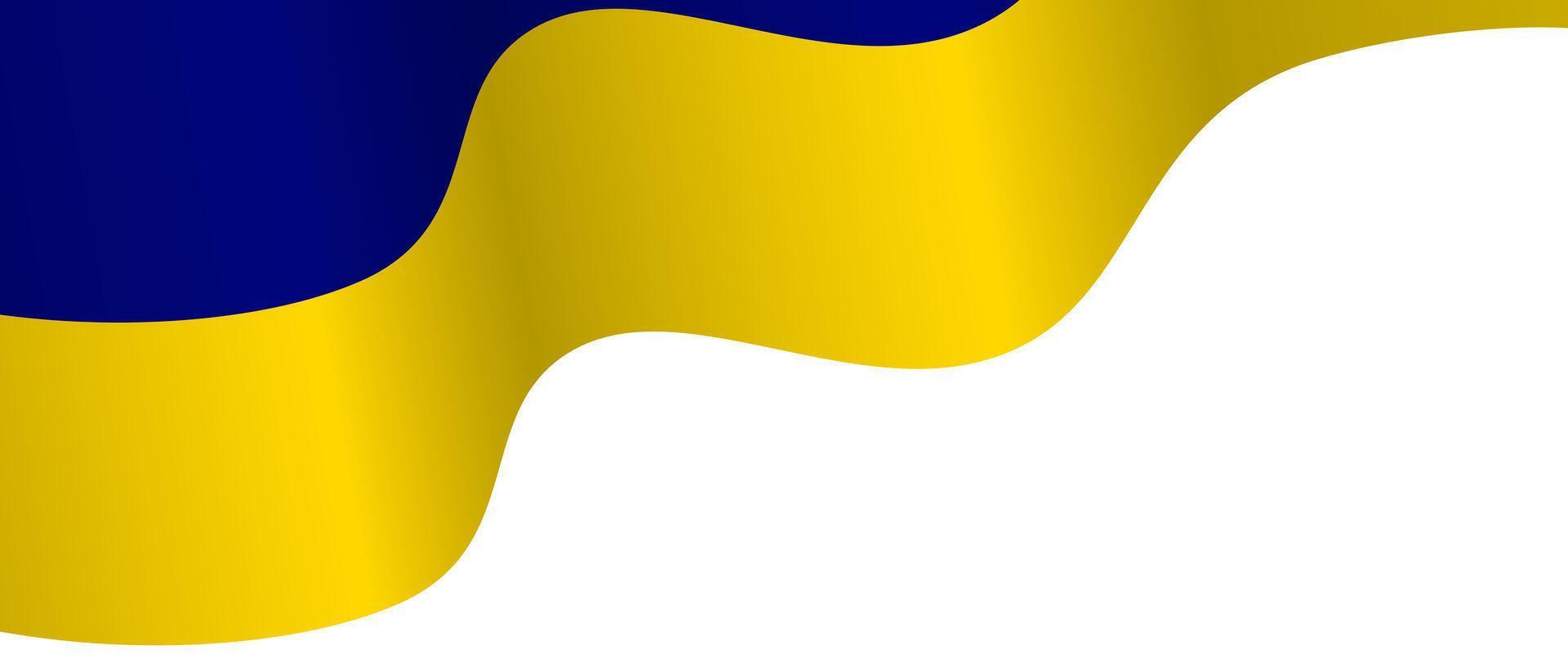 Waving Ukrainian flag with blue and yellow colors on a white background. Abstract banner design with copy space. National symbol of the Ukraine. vector