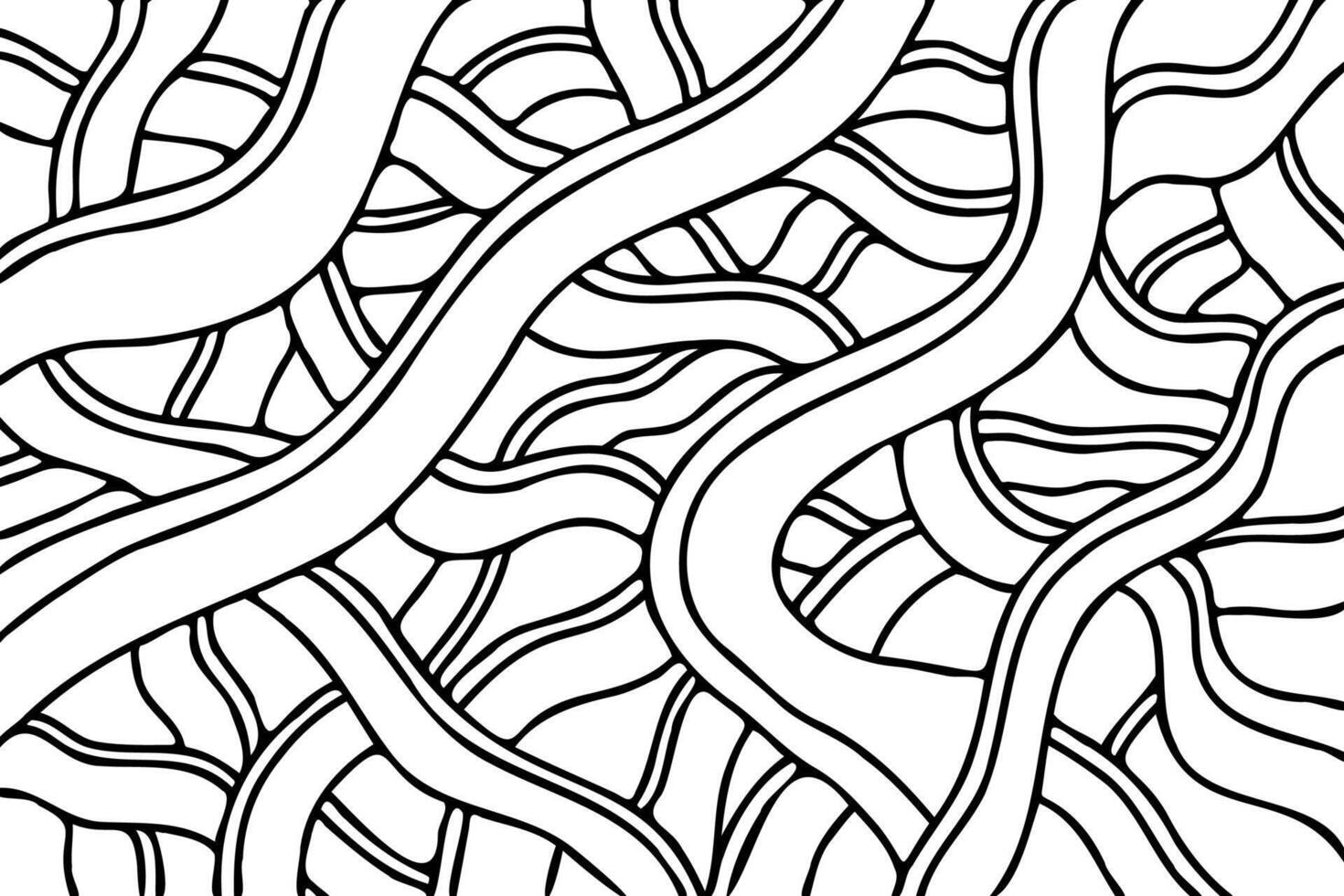 Abstract line art decorative pattern design. Irregular hand drawn linear background with black thin lines vector