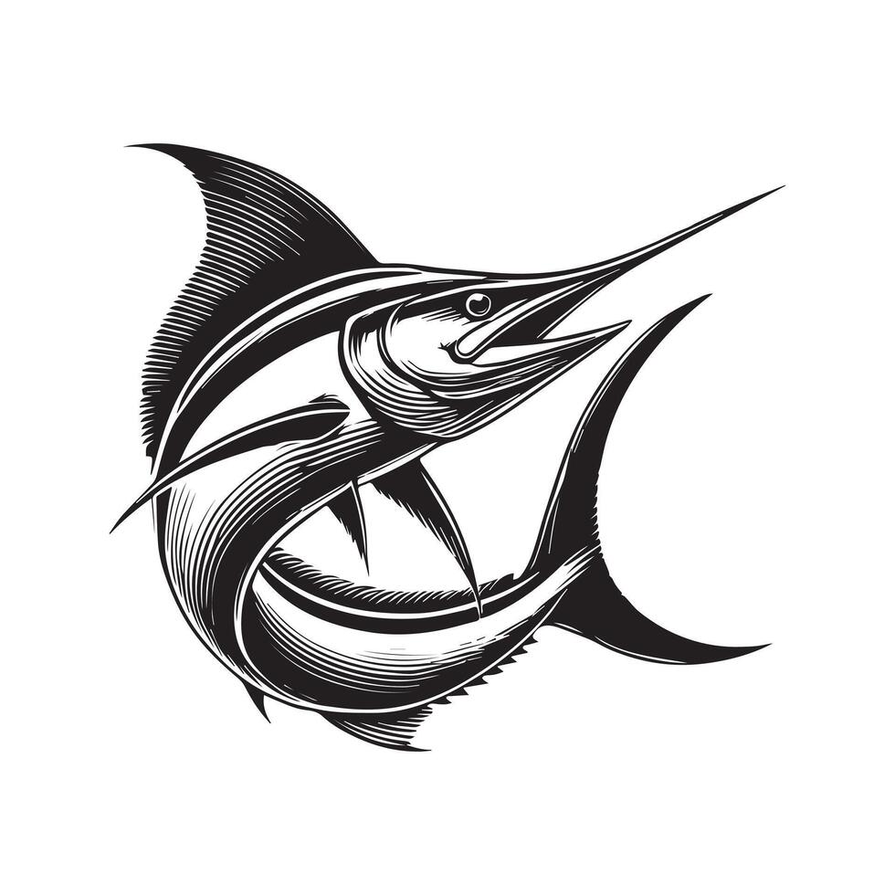 Stunning Swordfish Fish Illustration Clipart Design vector