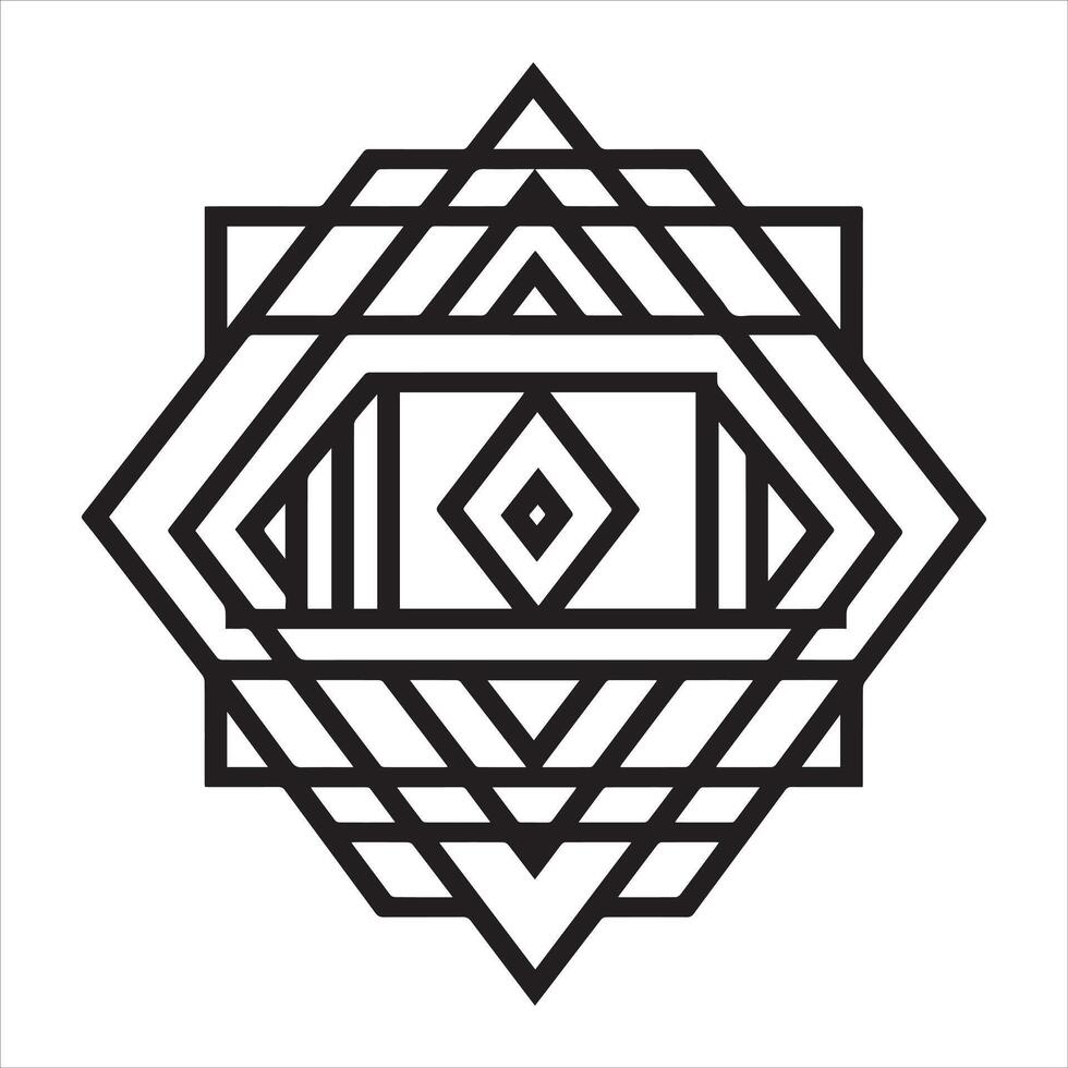 Sacred Geometry Sri Yantra Black and White Design, Exquisite Sacred Geometry Art ClipArt vector