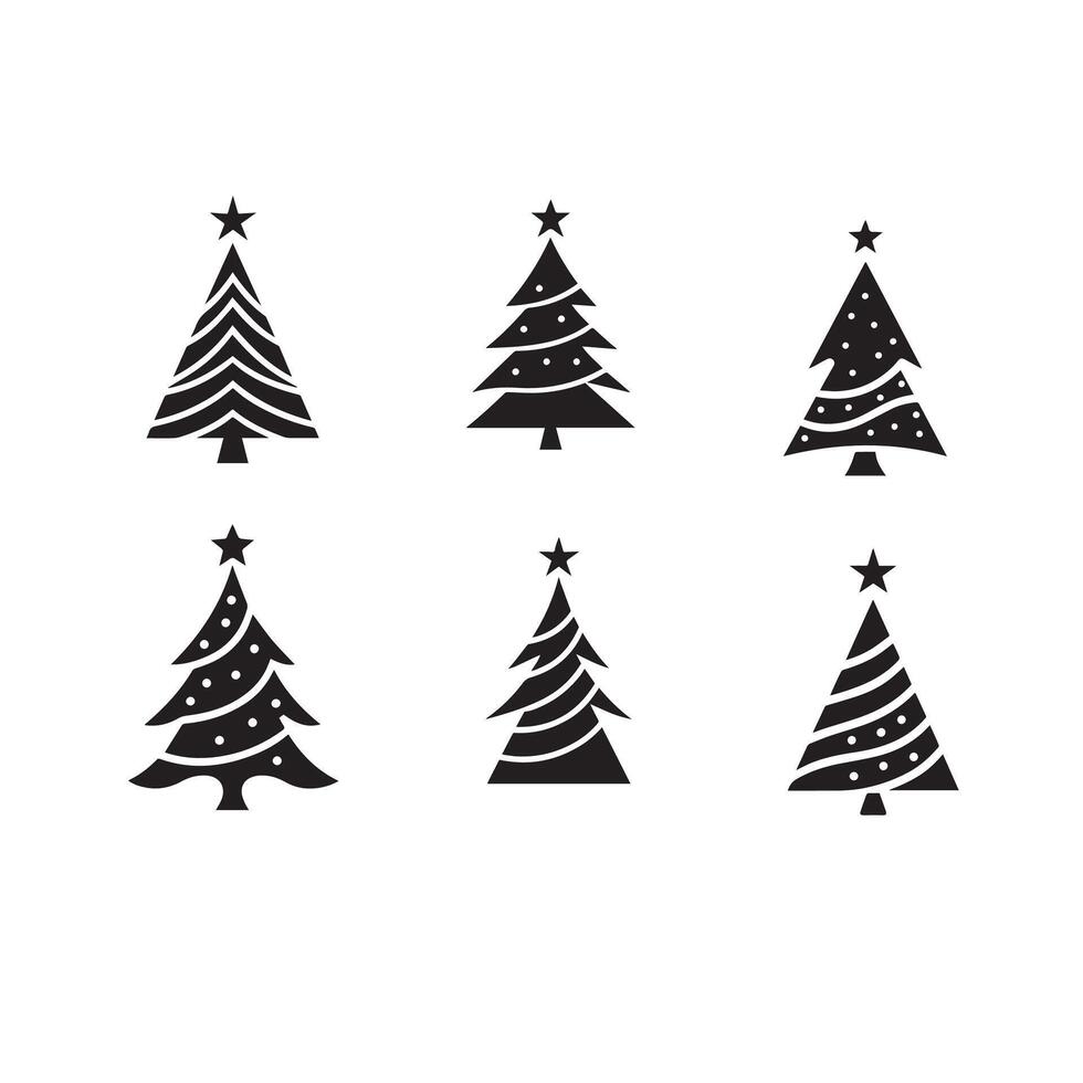 Set of silhouette Christmas trees illustration vector