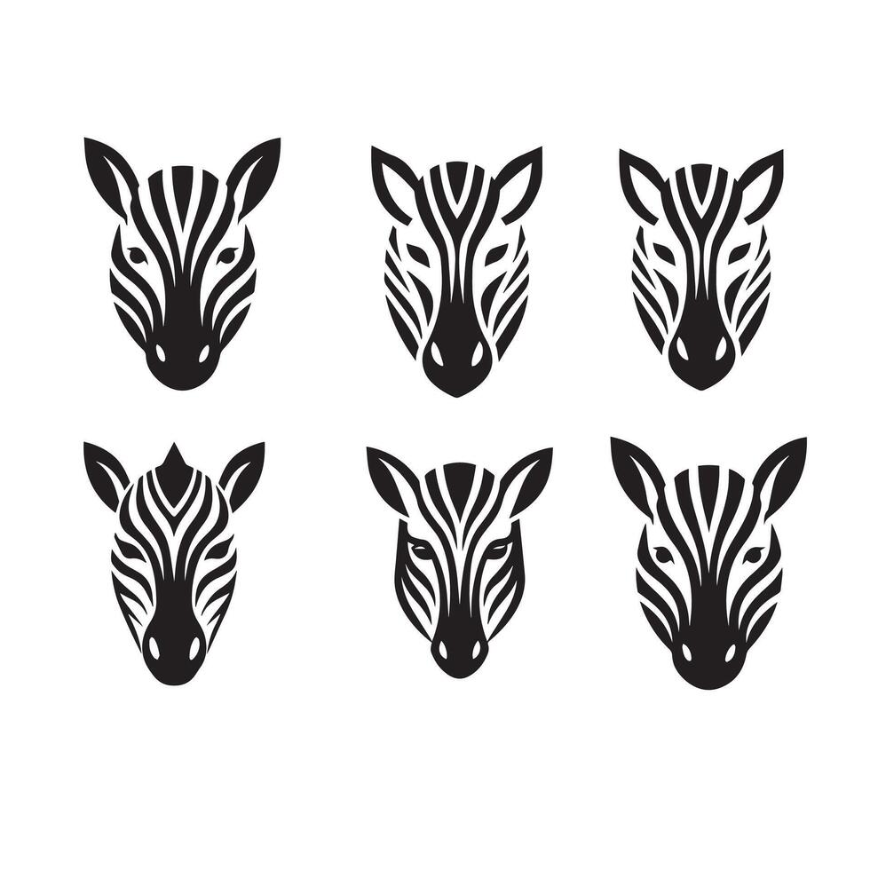 Set of zebra face design vector
