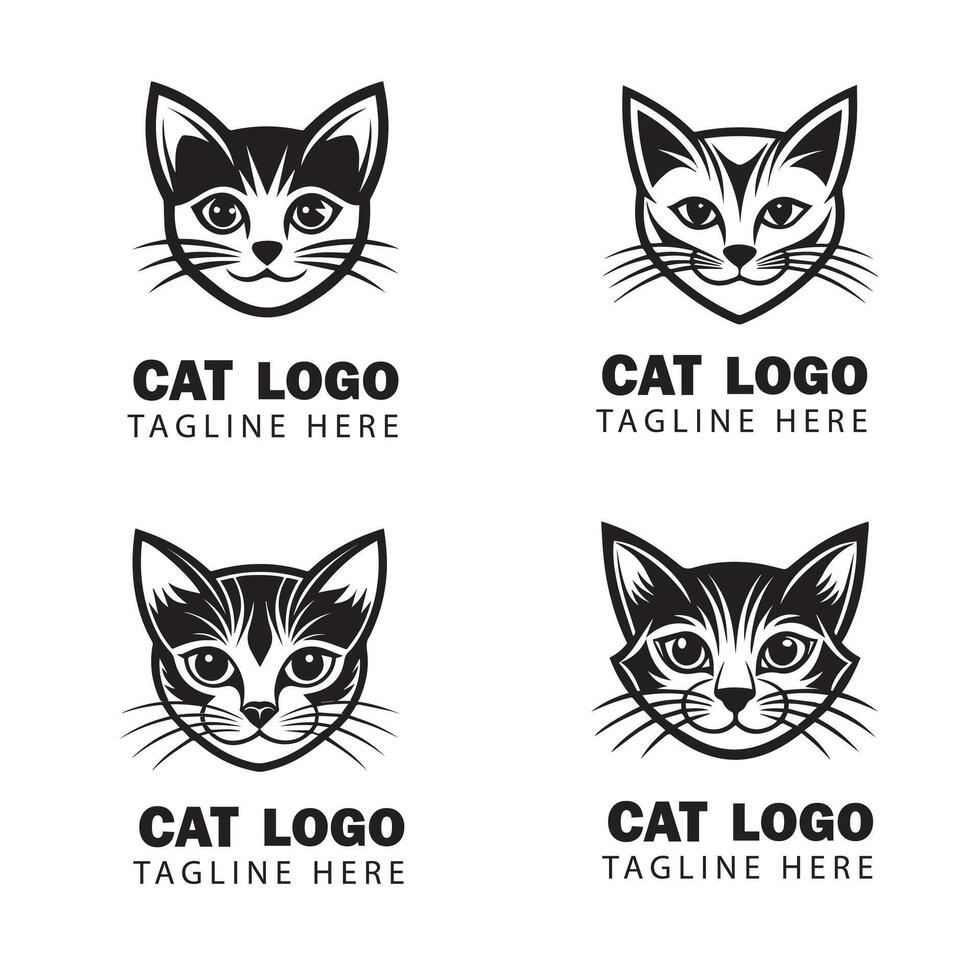 Cat face logo design vector