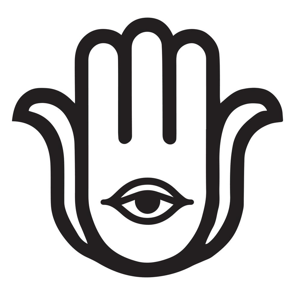 Hamsa Hand Black and White Design , Sacred Geometry Mandala Patterns ClipArt vector