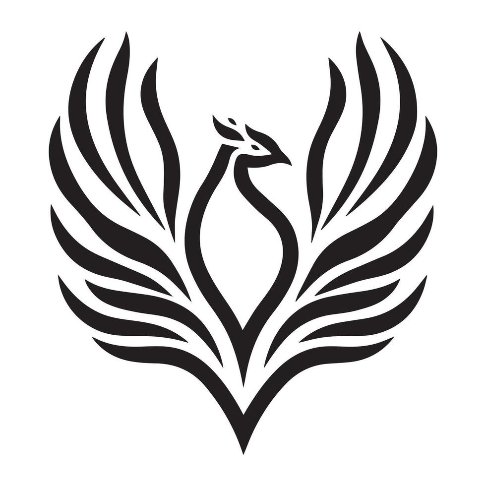 Sacred Geometry Phoenix Black and White Design, Timeless Sacred Geometry Art vector