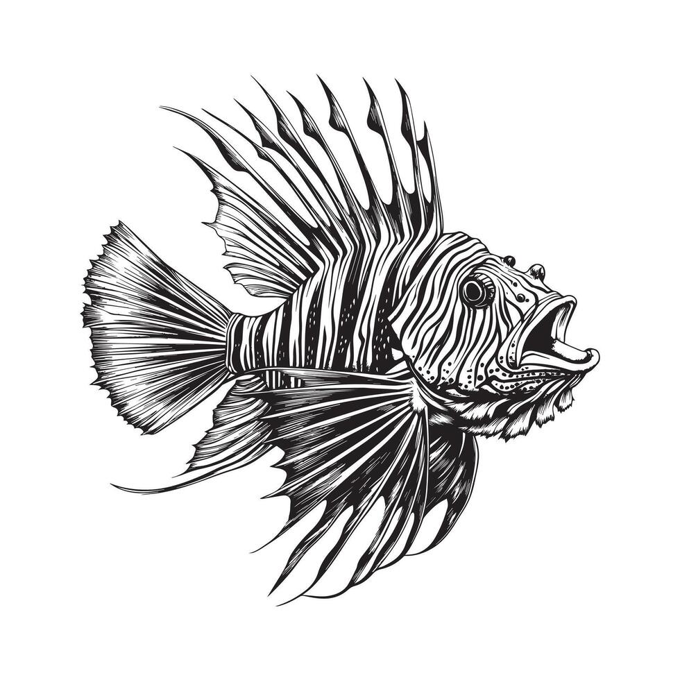 Fun Lionfish Fish Clipart Illustration Design vector