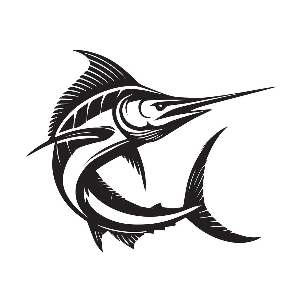 Majestic Black Marlin Fish Clipart Illustration Design vector