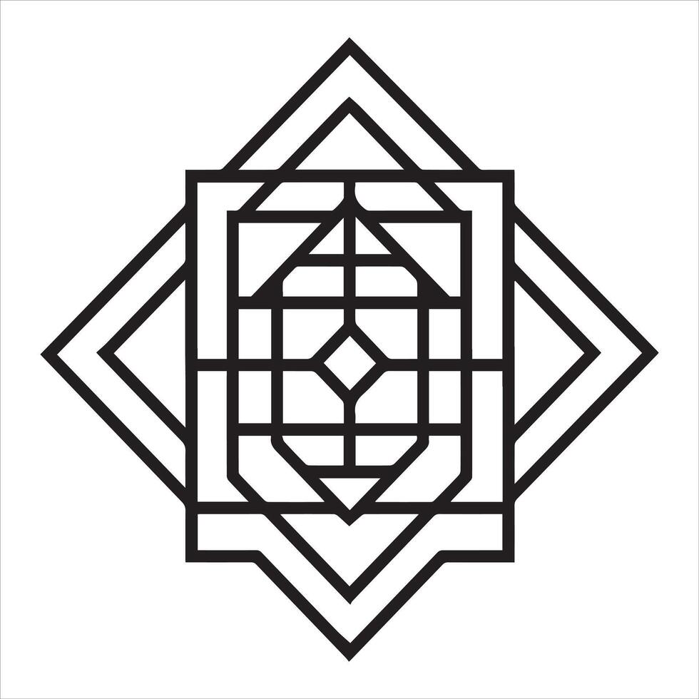 Sacred Geometry Sri Yantra Black and White Design, Sophisticated Sacred Geometry ClipArt vector