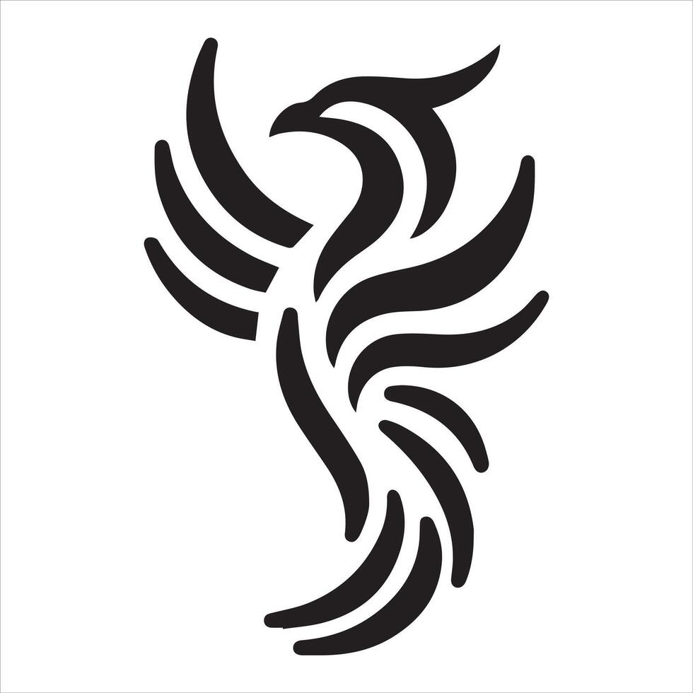 Sacred Geometry Phoenix Black and White Design, Sacred Geometry Symmetrical Design vector