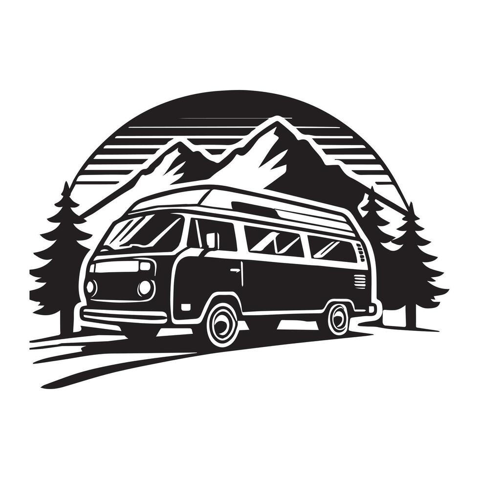 Retro Camper Van Graphic for Vintage Themes vector
