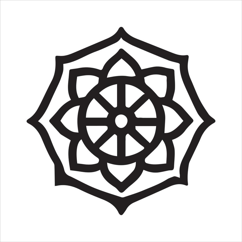 Sacred Geometry Shambhala Mandala Black and White Design, Unique Sacred Geometry ClipArt for Artwork vector
