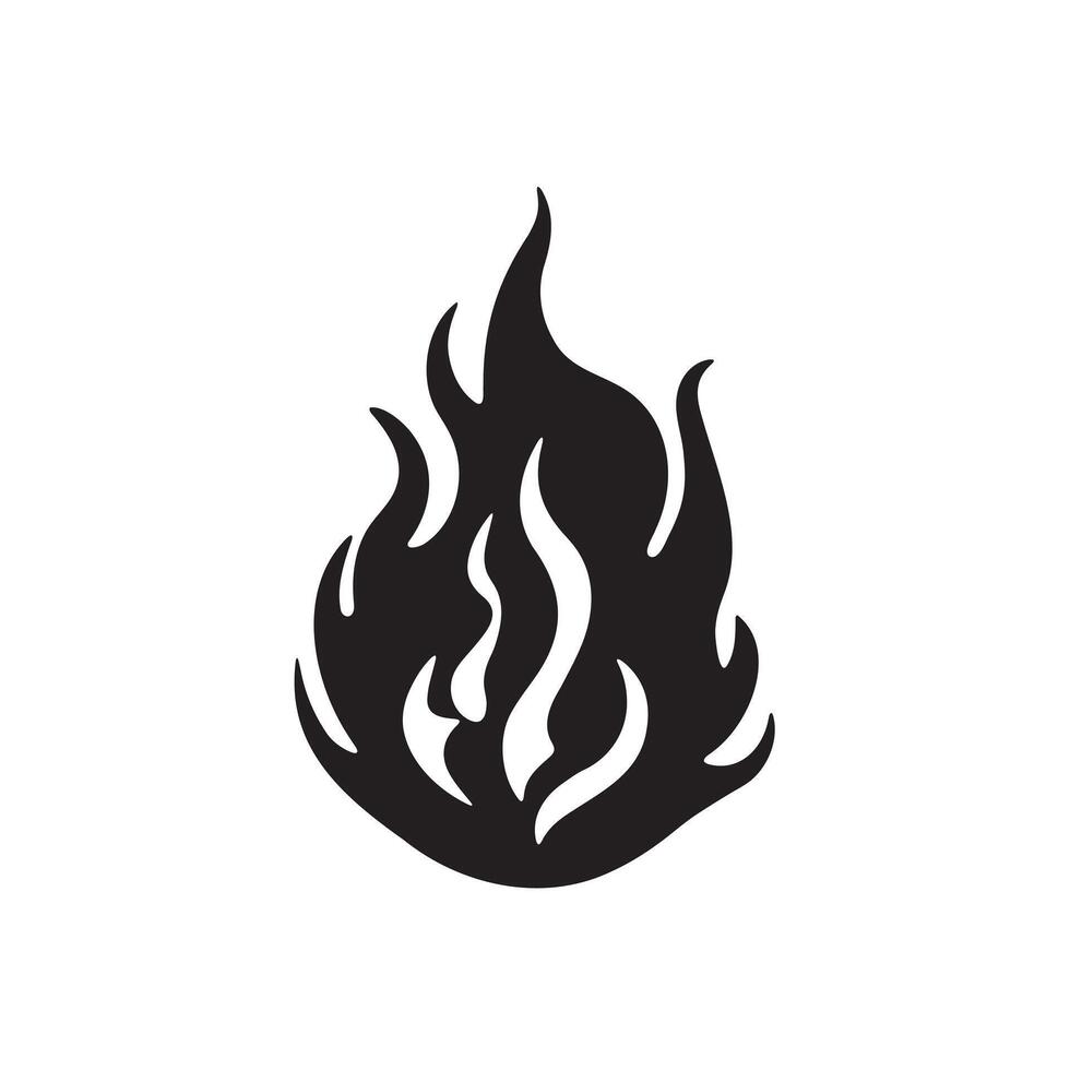 Fire flame icon silhouette on white background vector