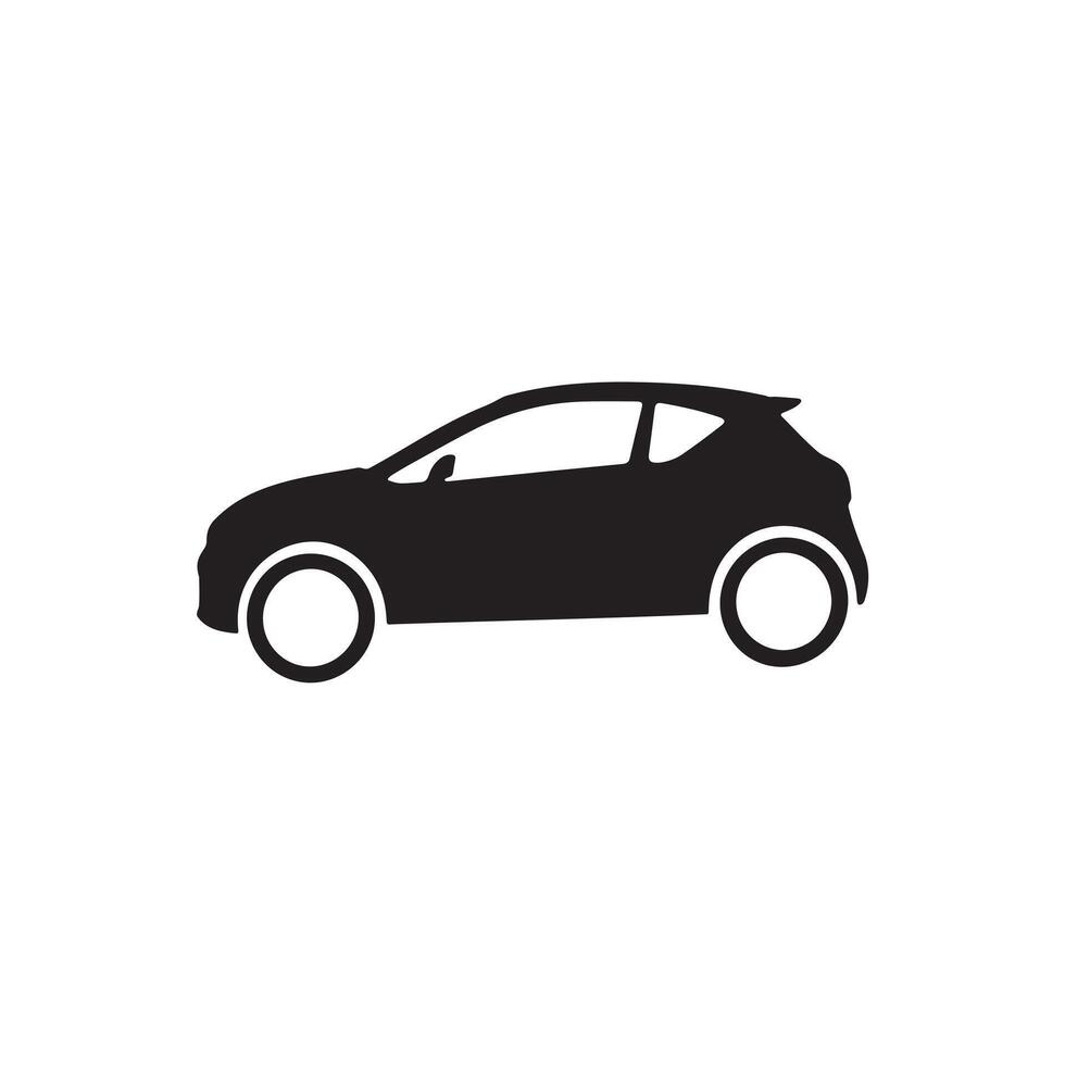 A small private car silhouette on white background vector