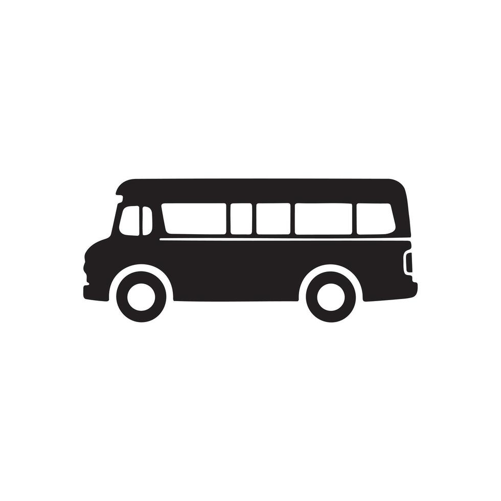 An old model school bus silhouette on white background vector