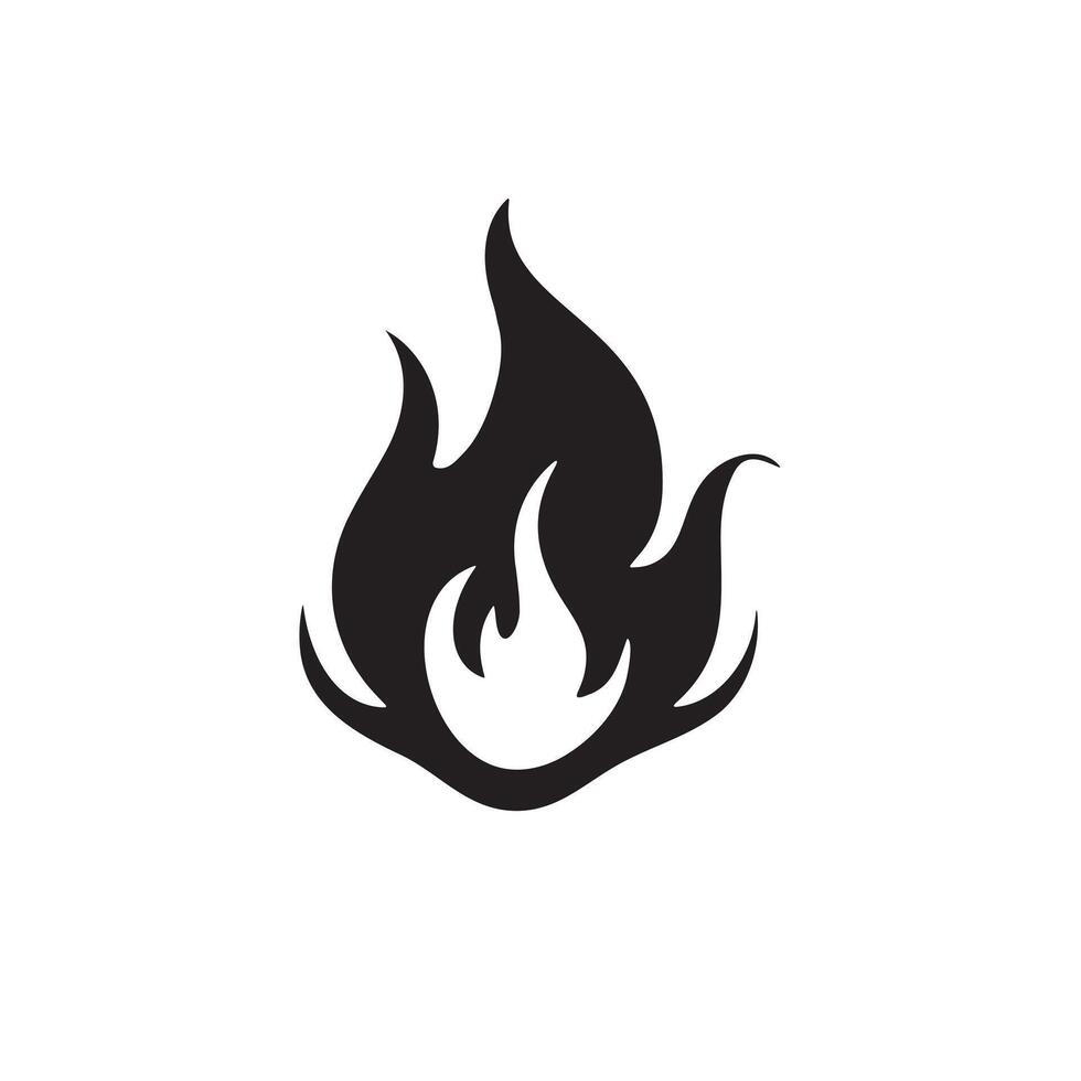 Flame icon silhouette on white background vector