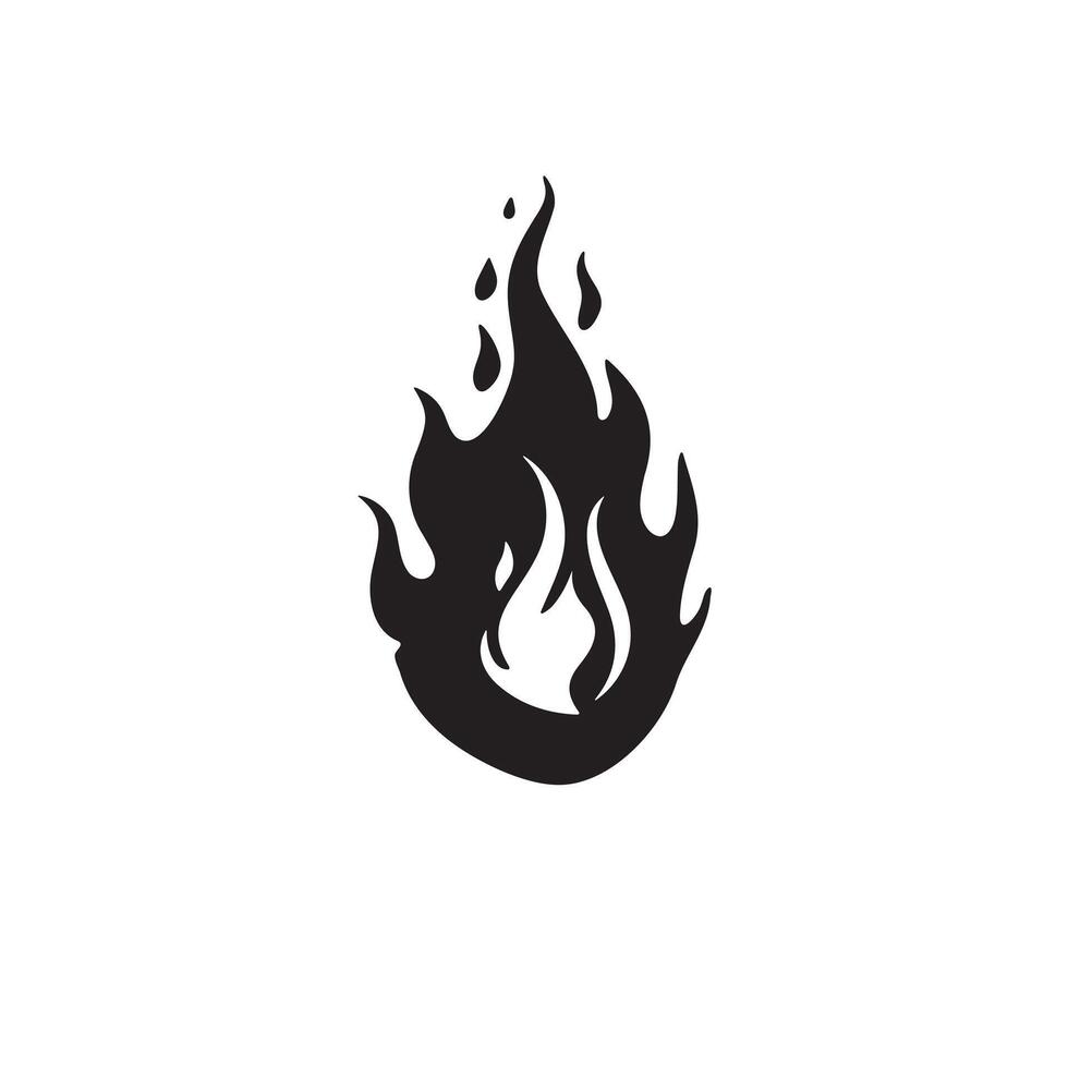 Fire icon silhouette on white background vector