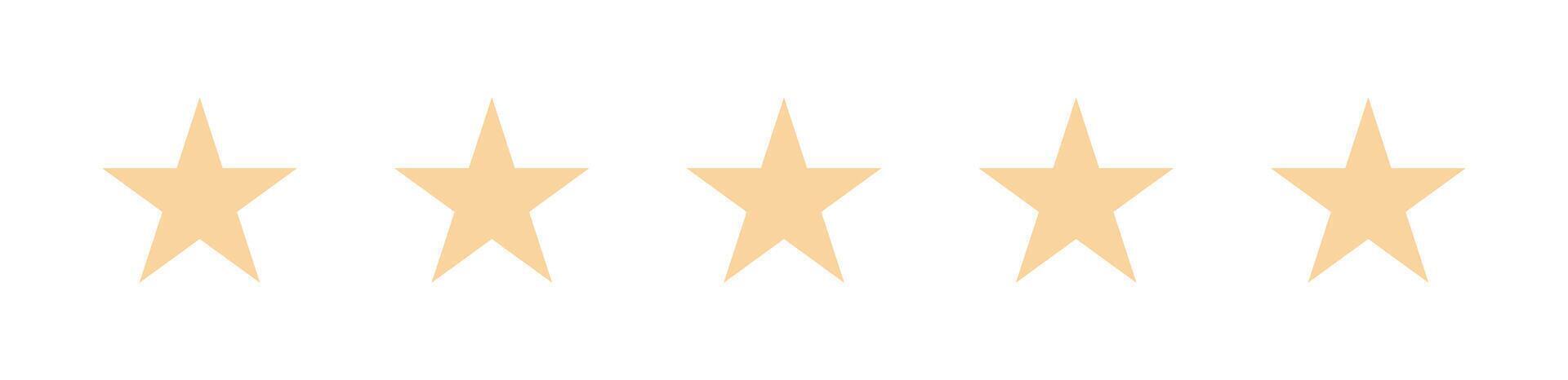 five star icons set on yellow colour vector