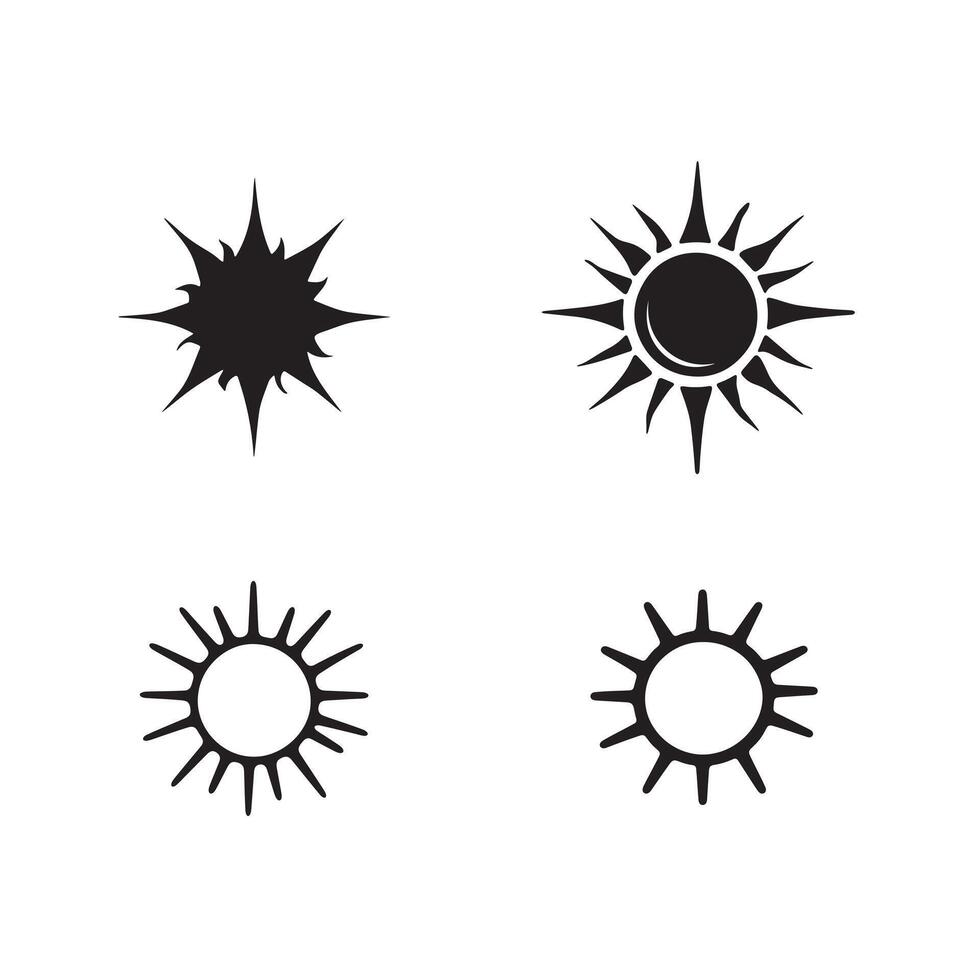 A set of sun icons silhouette on white background vector