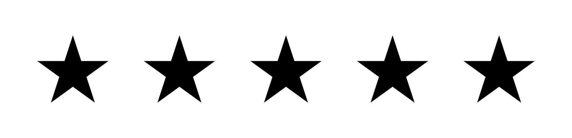 five star icons set on black colour vector