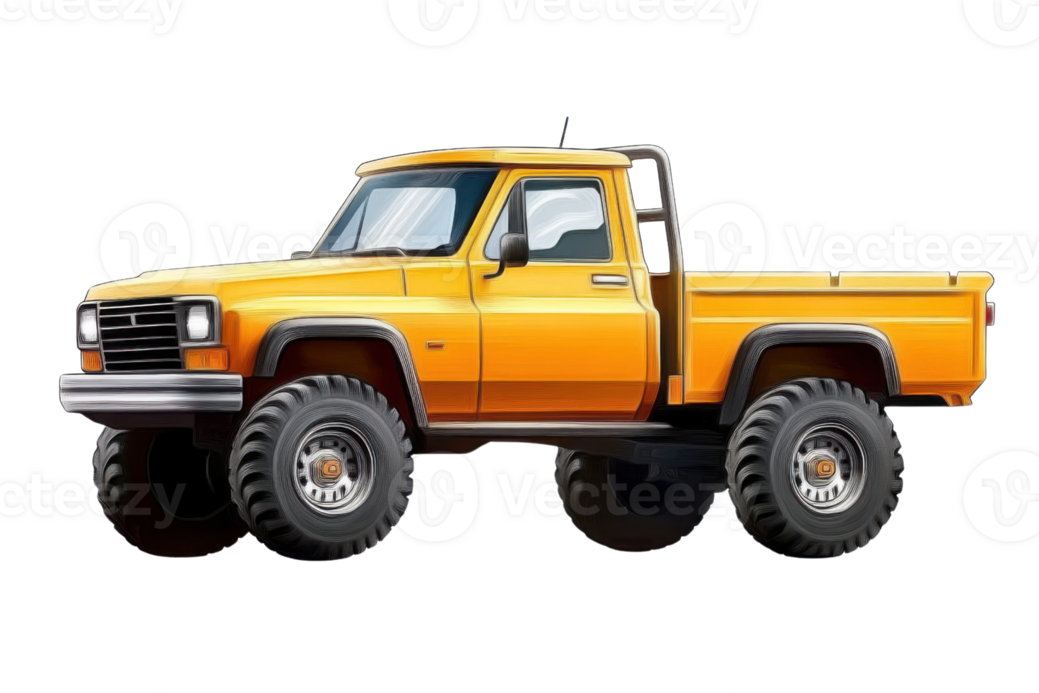 yellow pickup truck on transparent background png