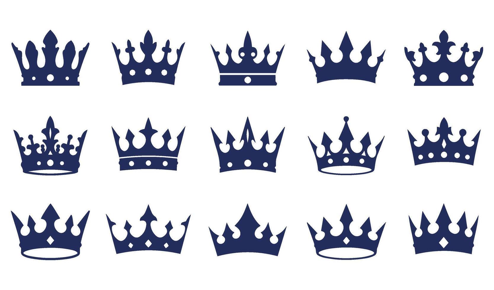Royal Queen and King Crown Icon Set for American Themes vector