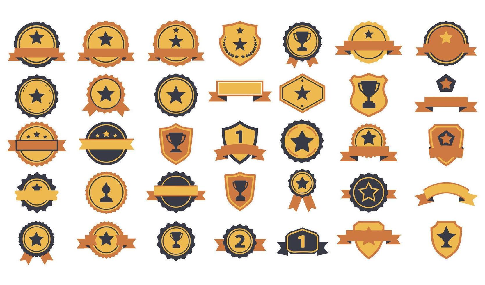 Orange Gradient Award Badges Ideal for Certificates and Celebrations vector