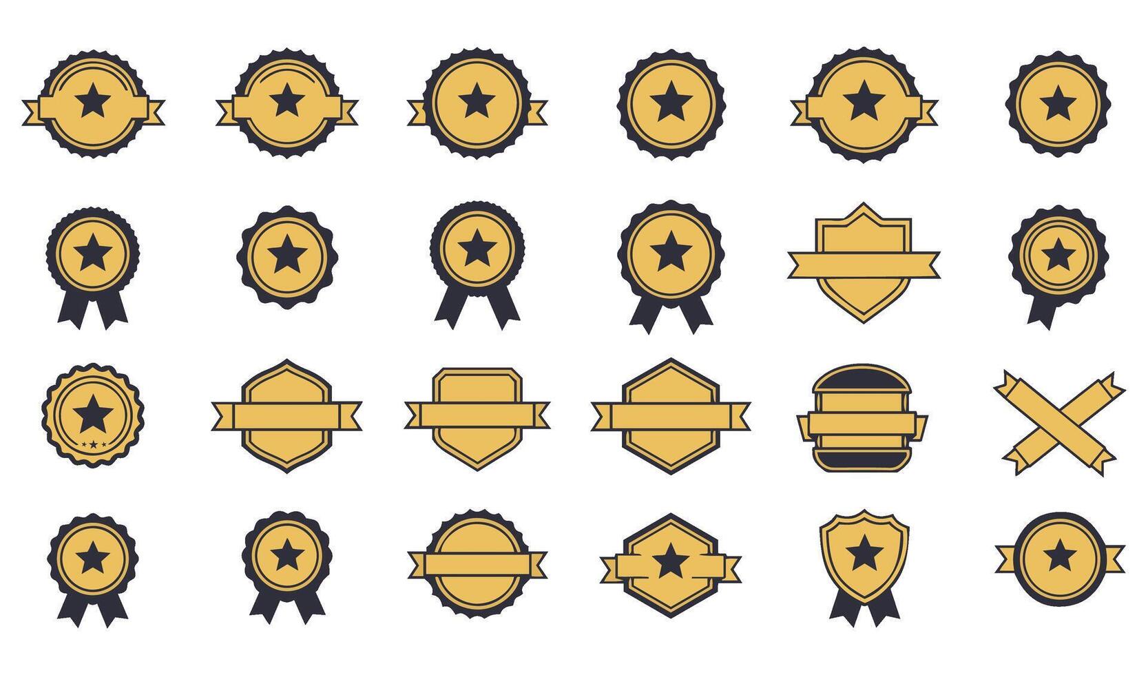 Flat Design Ribbon and Award Seal Collection in Warm Colors vector