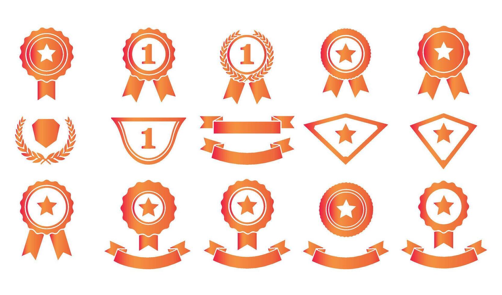 Editable Recognition Icons with Star and Laurel Details vector