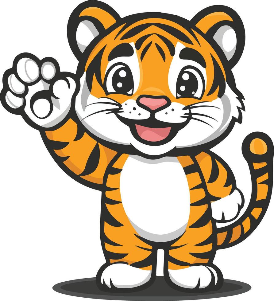 Happy Tiger Waving vector