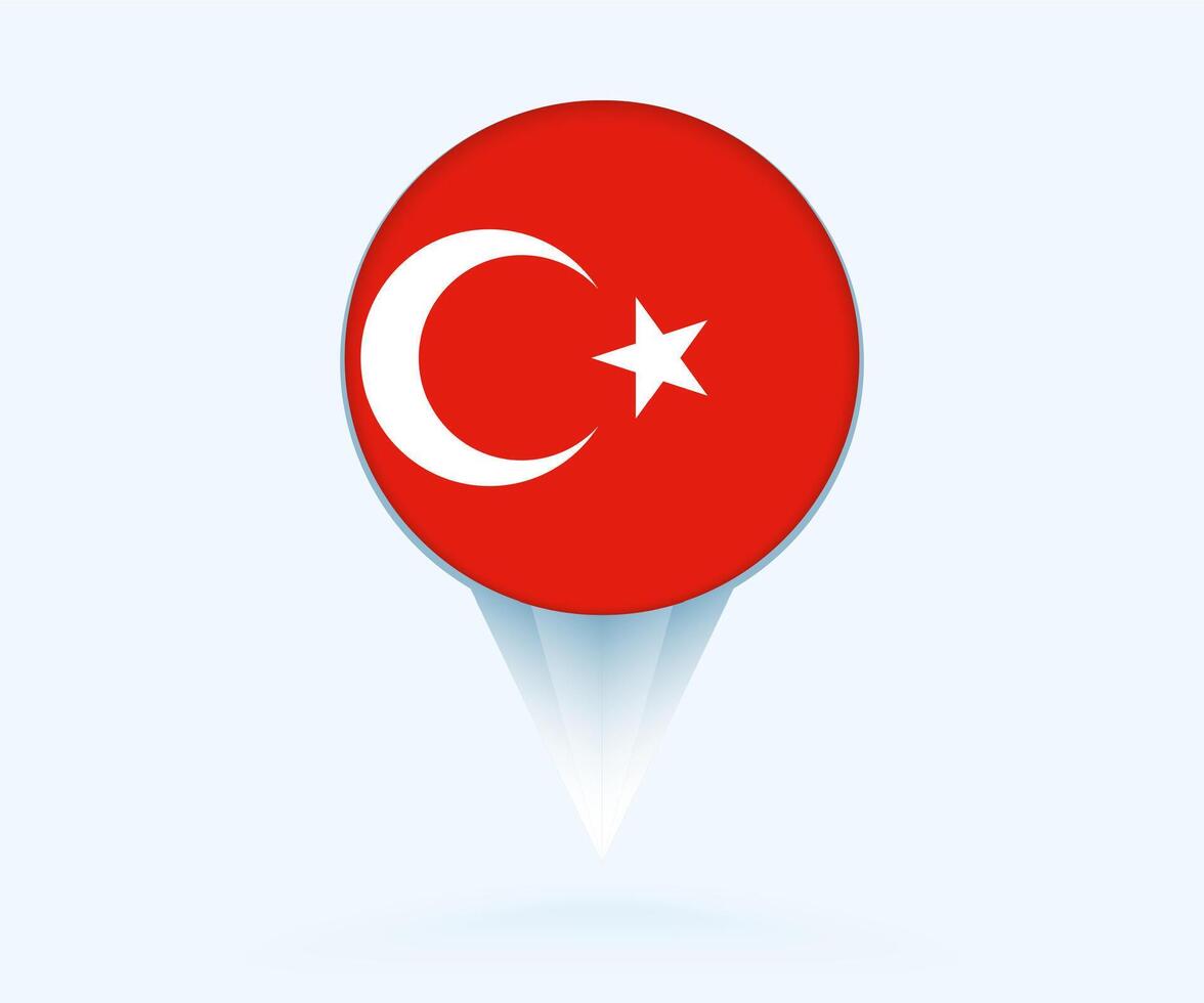 Map pointer with flag of Turkey. vector