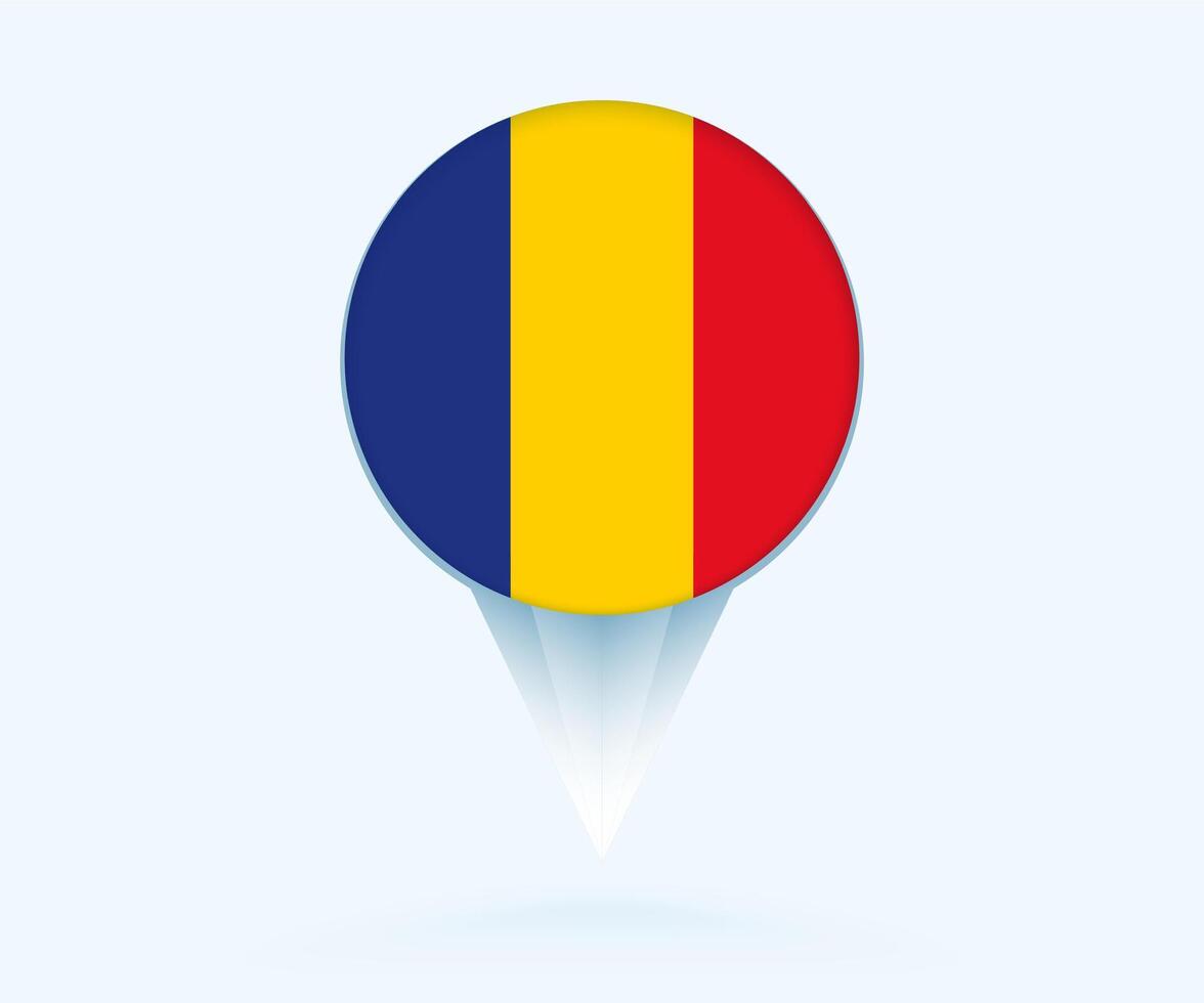 Map pointer with flag of Romania. vector
