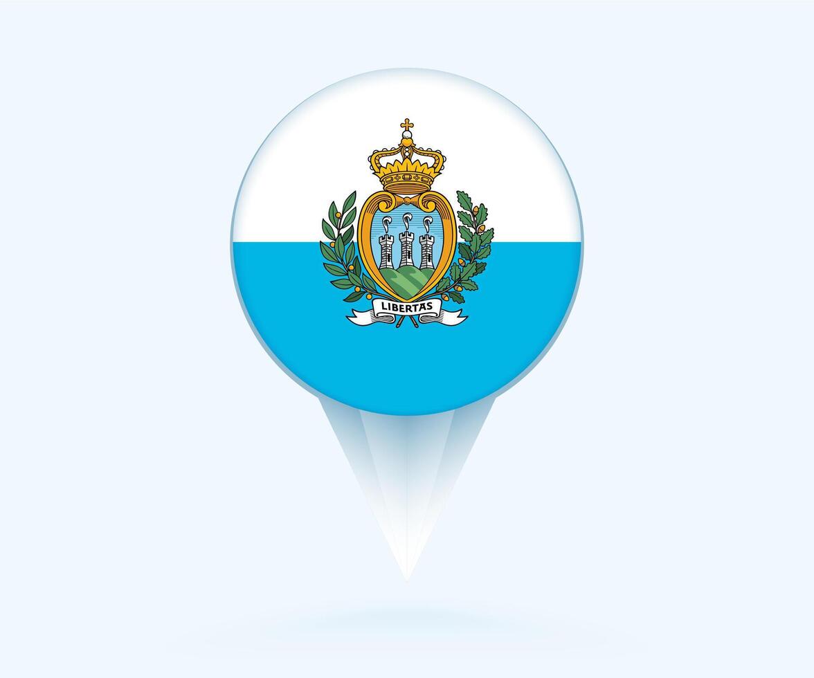 Map pointer with flag of San Marino. vector