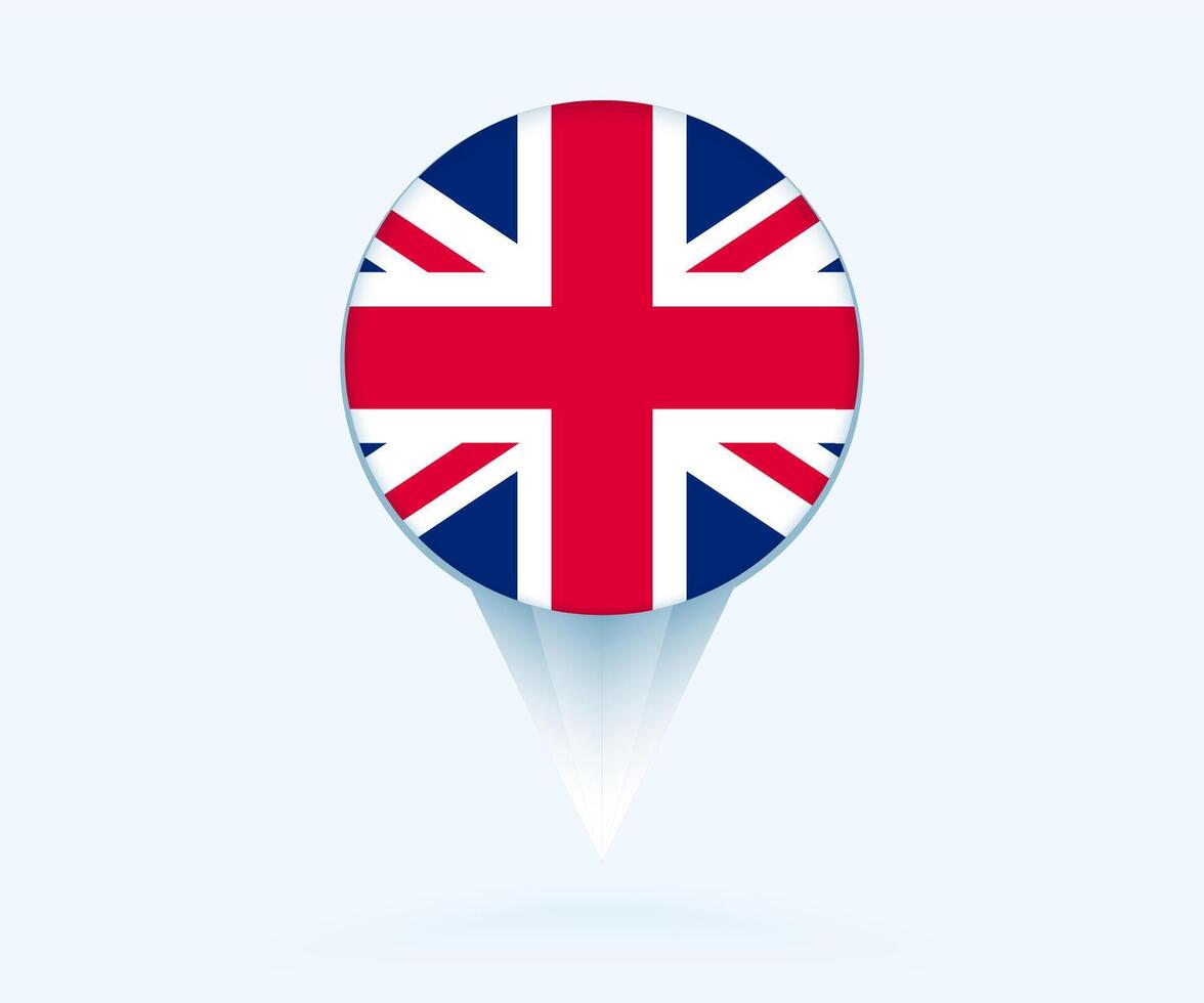 Map pointer with flag of United Kingdom. vector
